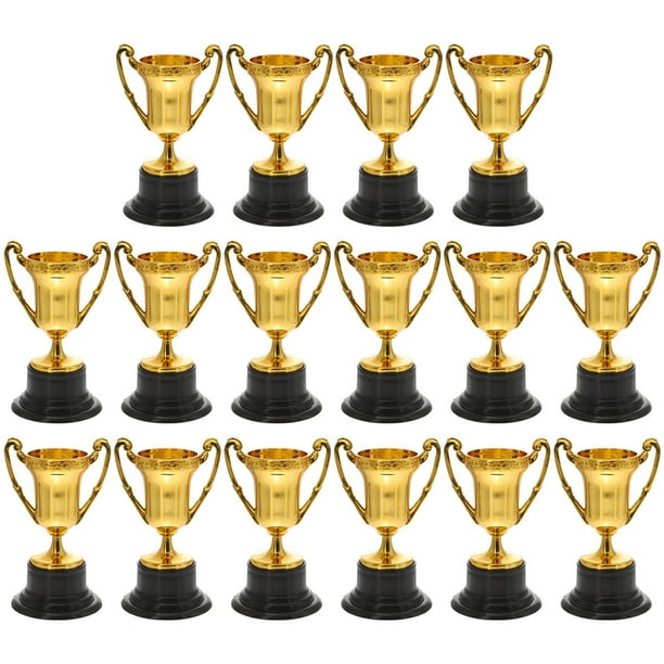16 piezas de trofeos para niños, pequeños trofeos de plástico, accesorios para fiestas infantiles, trofeos de plástico, juguetes para niños.