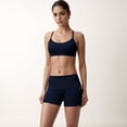 thumbnail image 2 of Women's Strappy Active Sports Bra with Scoop Neckline Thin Back Straps and Stretch Compression Fabric - Navy, Medium, 2 of 7