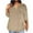 Khaki, variant on Mikilon Women Plus Size V-Neck Tops Summer Casual Loose 3/4 Sleeve Blouses Solid Color Shirts