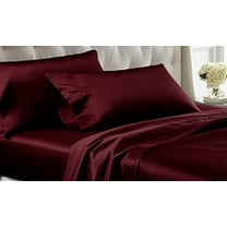 Bedify Bedding 100% Pure Silk Satin Sheet 4pcs, Silk Fitted Sheet 15" Deep Pocket Mattress fit,Silk Flat Sheet&Silk Pillowcases Cool Soft Silk Sheets|Wrinkle Free Fade Resistant California King Wine
