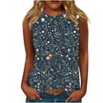 thumbnail image 3 of Jsaierl Women's Summer Tank Tops 2025 Crew Neck Floral Solid Loose Fit Casual Sleeveless Flowy Boho Tunic Shirts Plus Size, 3 of 5