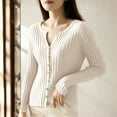 thumbnail image 2 of Breezora Women's Solid Color Knit Cardigan Sweater Long Sleeve Round Neck Open Front Lightweight Fall Blouse Top L Size Beige, 2 of 6