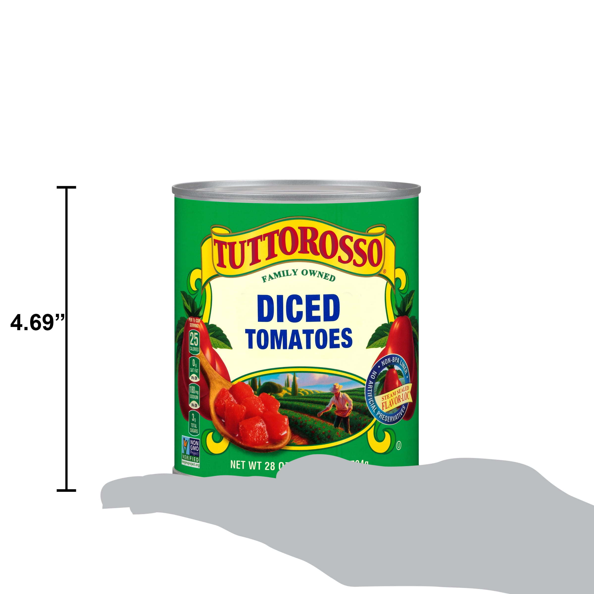 Tuttorosso Diced Tomatoes, 28 oz Can