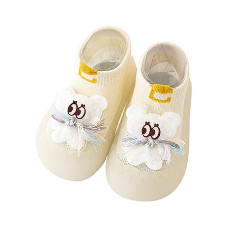 

Boys Girls Animal Cartoon Socks Shoes Toddler Fleece WarmThe Floor Socks Non Slip Prewalker Shoes