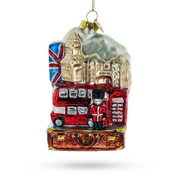 London Landmarks, United Kingdom Glass Christmas Ornament