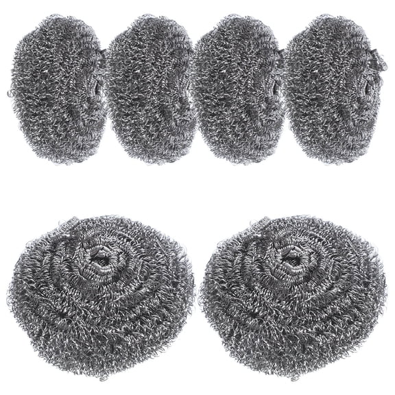 WEAVILUX 6-Pack Stainless Steel Pan Scrub Brushes, Ergonomic Design for Household Kitchen Cleaning