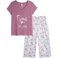 thumbnail image 1 of Women's Capri Pajama Sets Plus Size Sleepwear 2 Piece Ladies Sleep Set,Wind Red-a, 1 of 5
