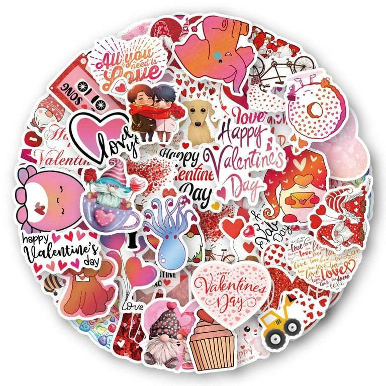 50pcs Pink Stickers Love Stickers For Notebook Laptop Scrapbooking