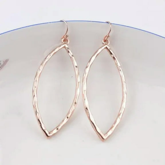 Hammered Leaf Frame Drop Earrings for Women Boutique Jewelry