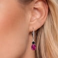 thumbnail image 3 of Gem Stone King 925 Sterling Silver Red Created Ruby and Black Onyx Dangle Earrings for Women with Lab Grown Diamond (4.47 Cttw, Oval 9X7MM), 3 of 6