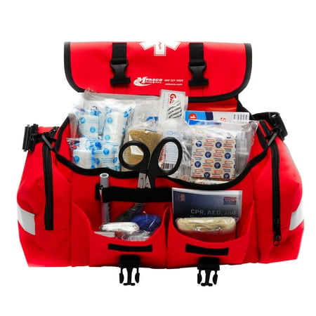 Emergency Response First Aid Kit Packed in Red EMT Type Bag by