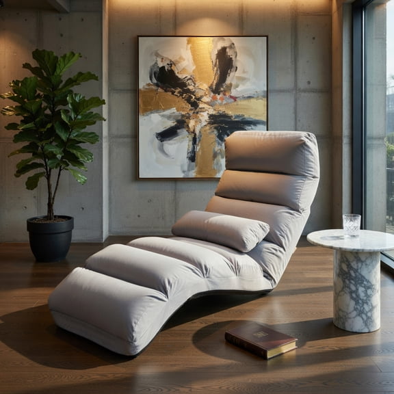 Demi Bonn Folding Lazy Sofa Couch with Pillow, Adjustable Reclining Floor Sofa for Gaming Reading Relaxing, Sturdy Steel Frame Thick Cushion for Dorm Apartment Living Room, Gray