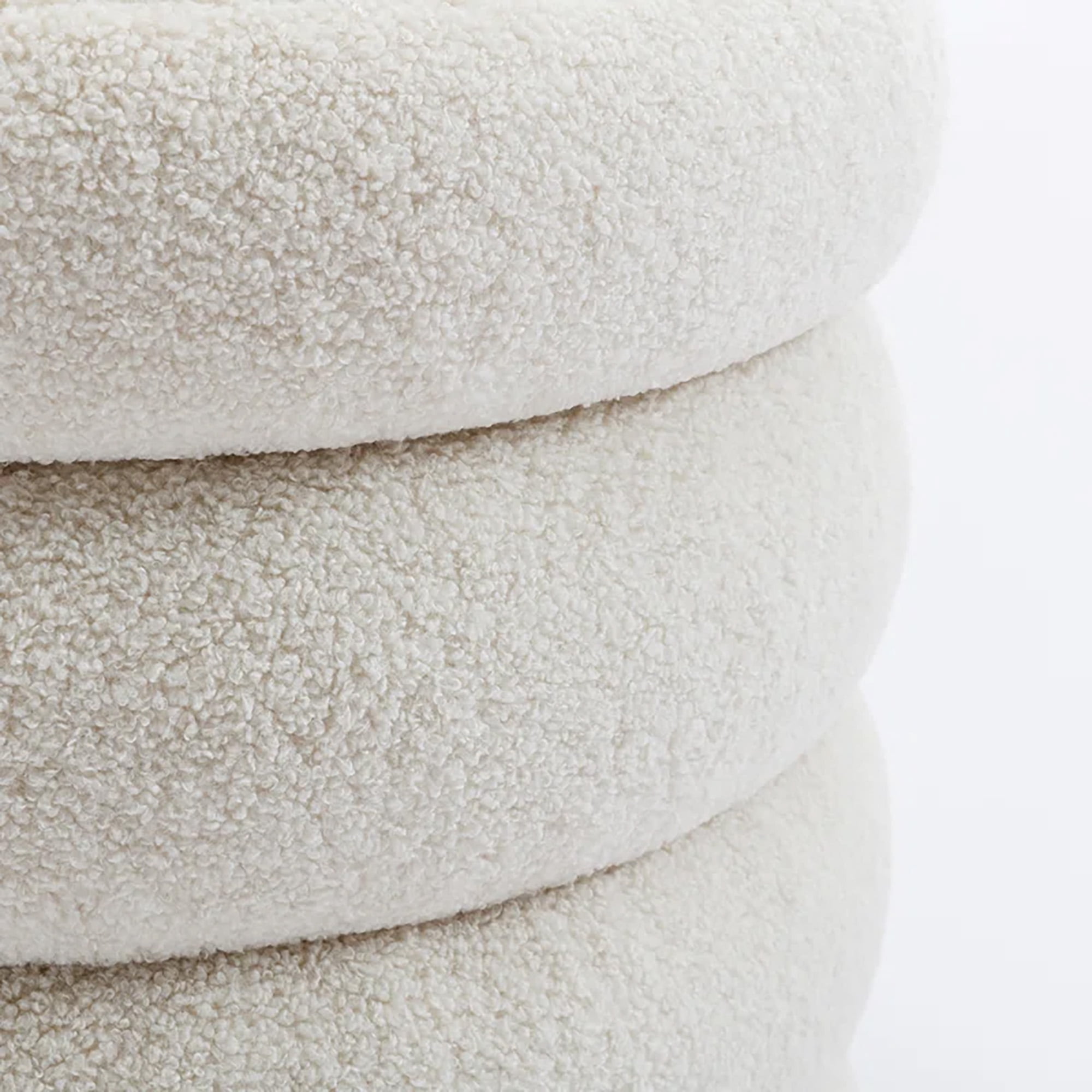 Zesthouse 19.5" Wide Round Boucle Storage Ottoman, Tufted Sherpa Ottoman Footstool for Living Room Bedroom, White
