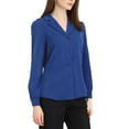 thumbnail image 4 of INSPIRE CHIC Women's Shirt Flat Collar Long Sleeves Button Down Office Satin Shirt M Royal Blue, 4 of 5