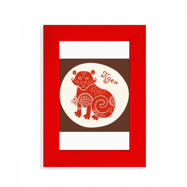 Year Of Tiger Animal China Zodiac Red Picture Display Art Red Photo Frame