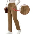 thumbnail image 3 of Womens Corduroy Pants Casual Elastic High Waisted Straight Leg Pull On Trousers Loose Comfy Slacks with Pockets Ginger 2XL, 3 of 3