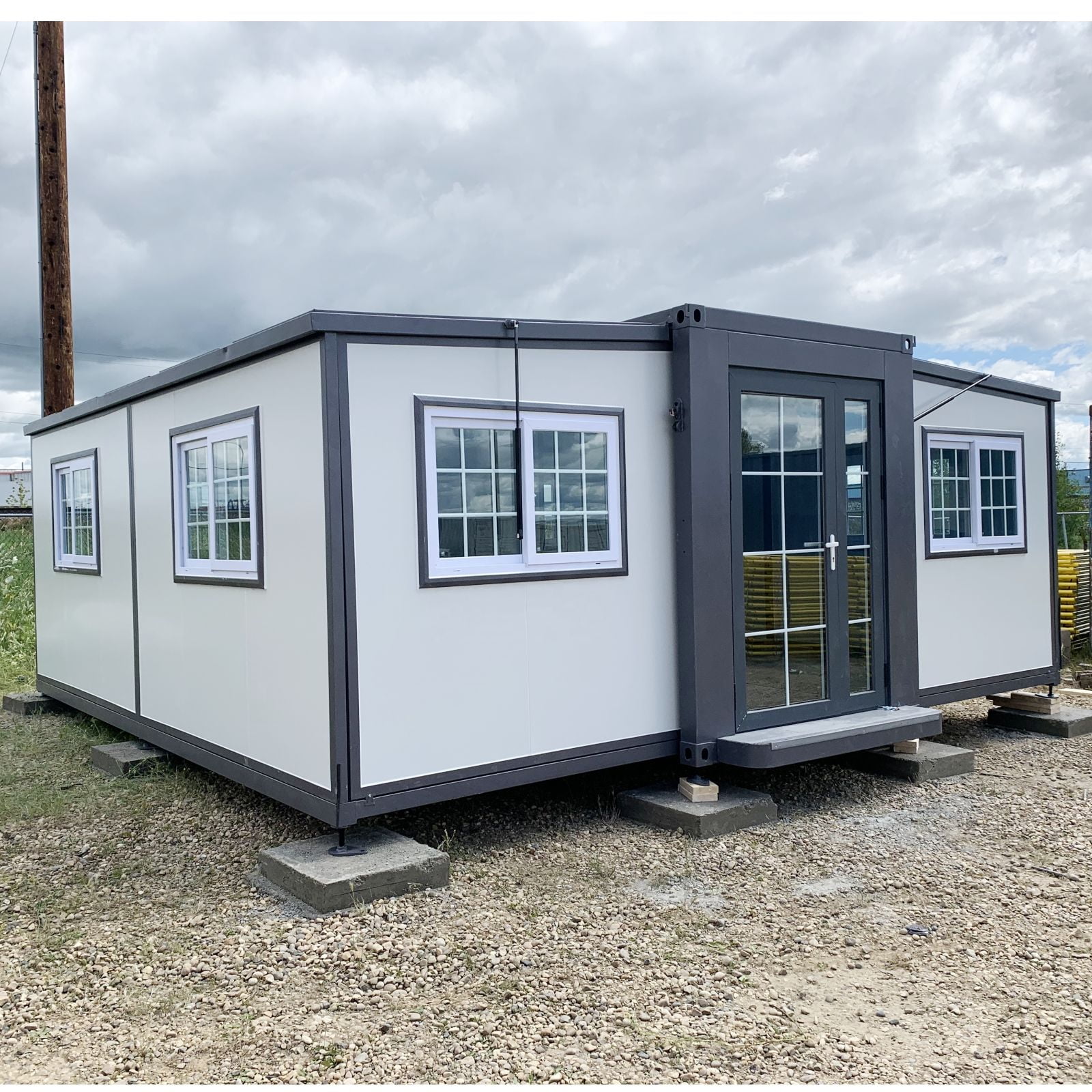 Chery Industrial Outdoor Modern Prefab House Shed Playhouse, Prebuilt, Expandable, 19ft x 20ft - Weather Ready