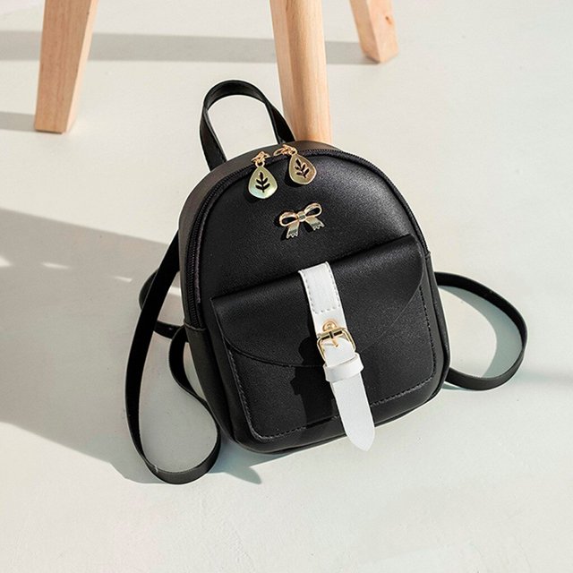 Mini mochila Kawaii de cuero PU de lujo para mujer, Linda mochila elegante, bolsas escolares pequeñas para niñas, hoja hueca con lazo Fivean unisex