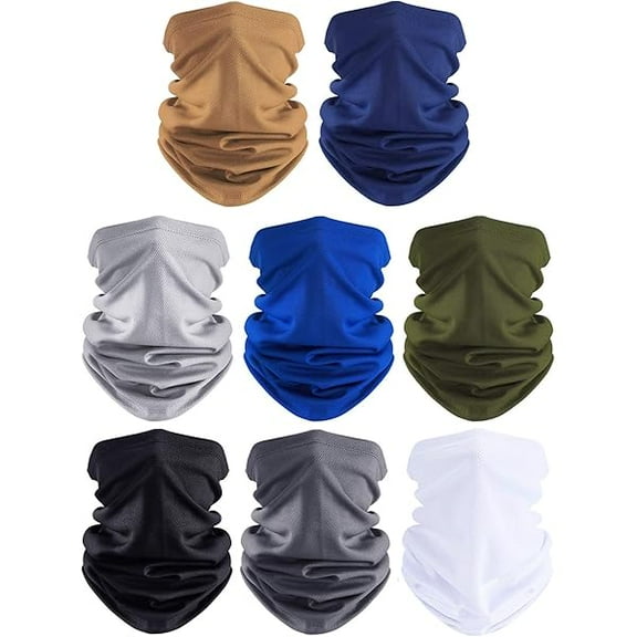 liuliuliu 8 Pieces Summer UV Protection Face Coverings Mens Cooling Neck Gaiter Balaclava Breathable Headwear Scarf