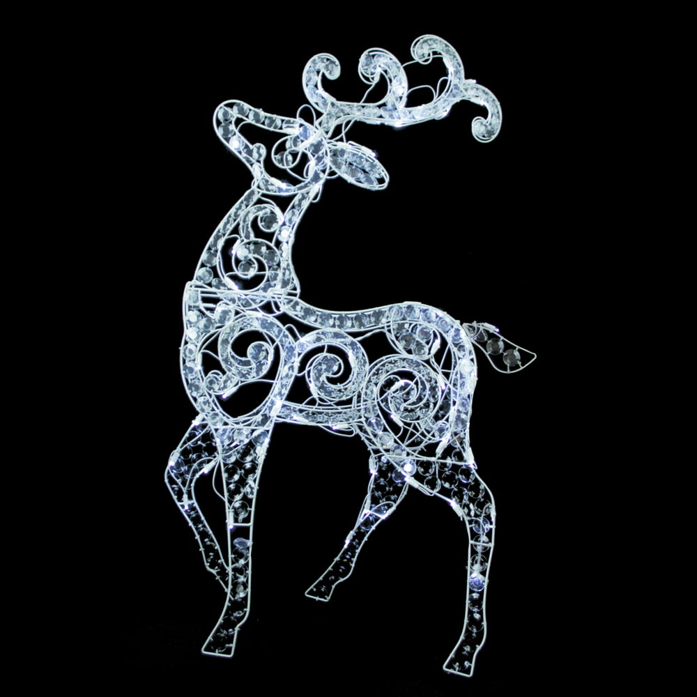 55" Clear Acrylic LED Standing Buck Deer Christmas Yard Art Decoration