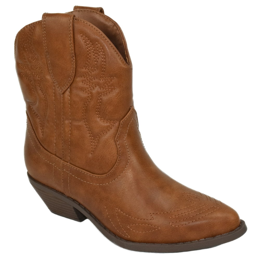SODA Soda Women Cowgirl Cowboy Western Stitched Ankle Boots Pointed