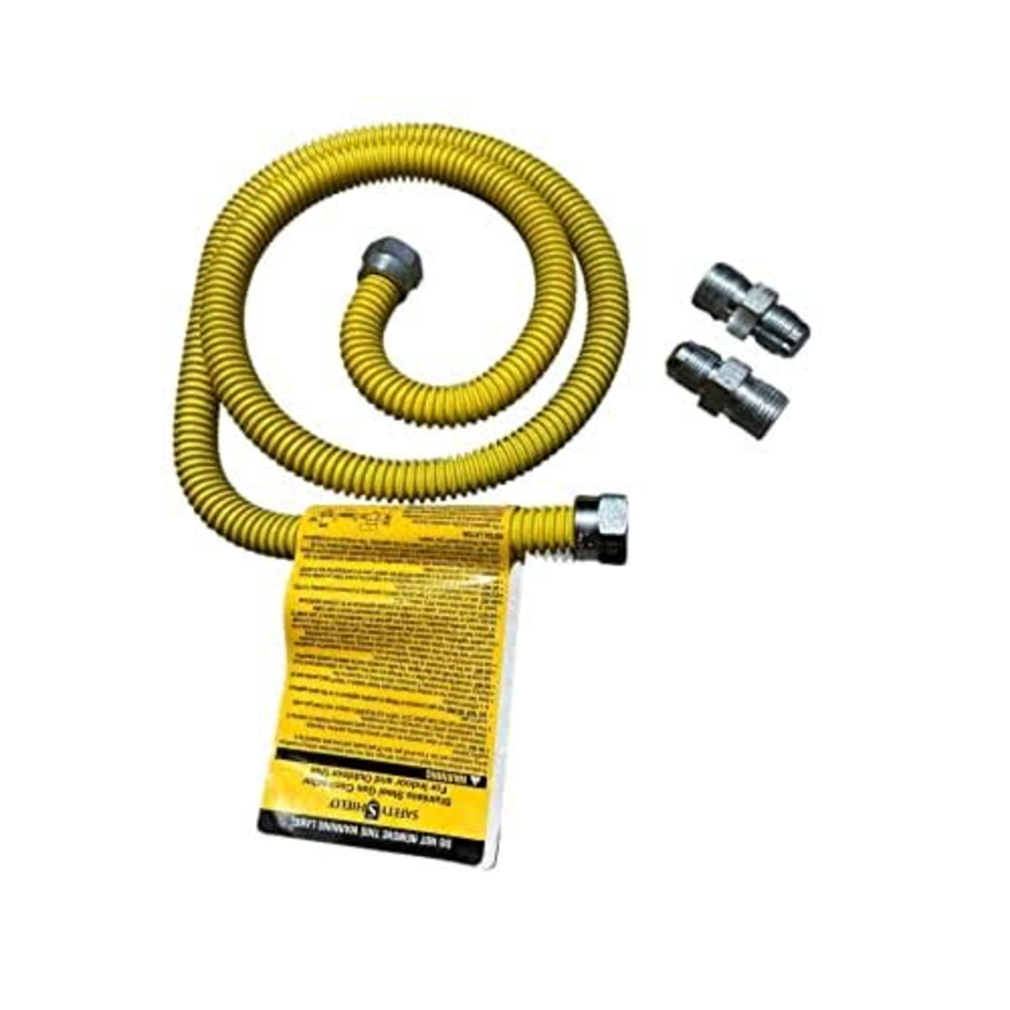 Avalon Flexible Yellow Coated Gas Lines with Ends 3/8 inch x 72"