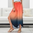 thumbnail image 4 of Youmylove Women Pants Trousers Gradient Printed Flowy Slit Wide Leg Pants High Waist Pants Bohemian Beach Pants Trend Stylish Comfy Lounge Clothes, 4 of 6