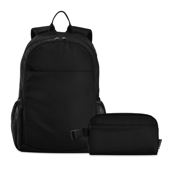 ALAZA Black School Backpack Lunch Box Set Student Bookbag
