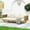 Teak+ Beige, variant on Wood Daybed For 3 Seaters With Arms - Cushions Water- Upholstery Slat Paneled 67.5"w X 32"d 23.72"h Seater , Panel Seat 69.27” W 31.52” D 23.72” H