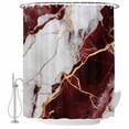 thumbnail image 2 of Marble Red Waterproof Fabric Shower Curtain,Modern Abstract Gold White Brick Stone Motif Waterproof Fabric Shower Curtain for Bathroom Curtains Bathtubs Shower Curtains with 12 Hooks Small 36x78in, 2 of 8