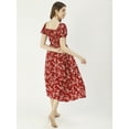 thumbnail image 2 of Moomaya Womens Printed Maxi Dress, Viscose Rayon Short Puff Sleeve Dresses, 2 of 8