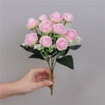 thumbnail image 4 of SLYNSHome 5 Branch 10 Mini Rose Heads Purple Artificial Flowers Bouquet Wedding Home Office Decor, 4 of 7