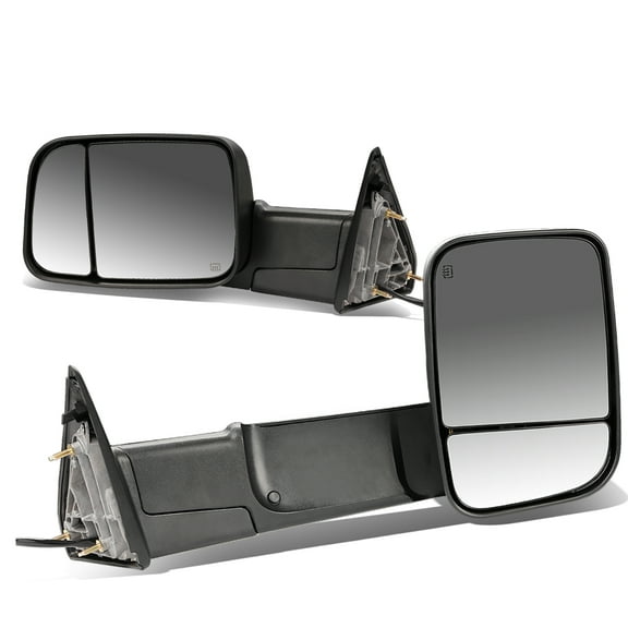 DNA Motoring TWM-013-T111-BK For 2009 to 2016 Ram 1500 / 2500 / 3500 / 4500 / 5500 Pair of Black Powered   Heated Glass   Foldable Side Towing Mirrors 14 15