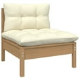 thumbnail image 2 of vidaXL 2-Seater Patio Sofa with Cream Cushions Solid Pinewood, 2 of 4