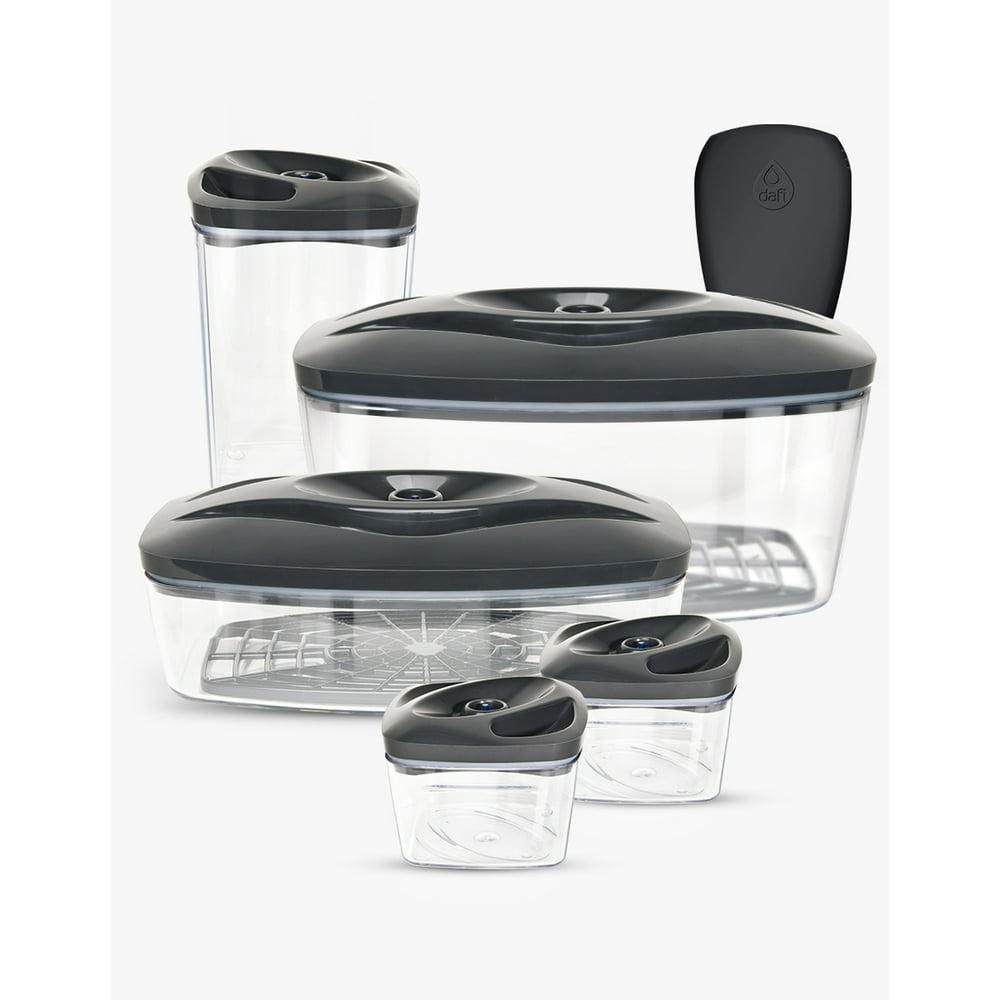 Dafi Set of 5 Vacuum Seal Containers Anthracite with Electric Pump Made
