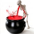 thumbnail image 2 of Halloween Decoration Indoor Witches Vintage Puking Skeleton Cauldron,Red Led Mist Maker Spooky Black Witch Bowl Halloween Decor For Party Kitchen Mantel Tabletop, 2 of 7