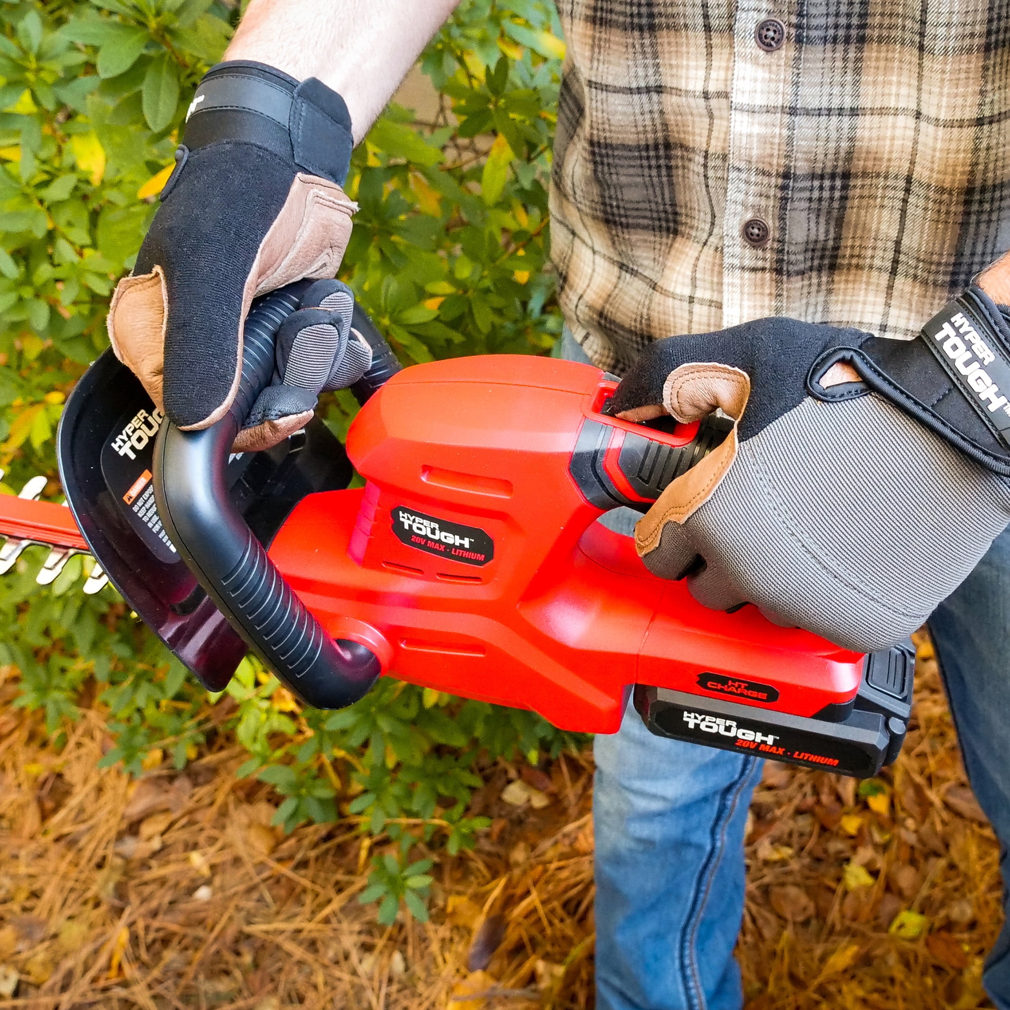 Hyper Tough 20V Max 22-inch Cordless Hedge Trimmer,Dual-action