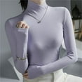 thumbnail image 2 of Col Roulé Croisé en Polaire, Col Roulé Manches Longues pour Femmes, Couche de Base Extensible Tricoté Ajusté, 2 of 6
