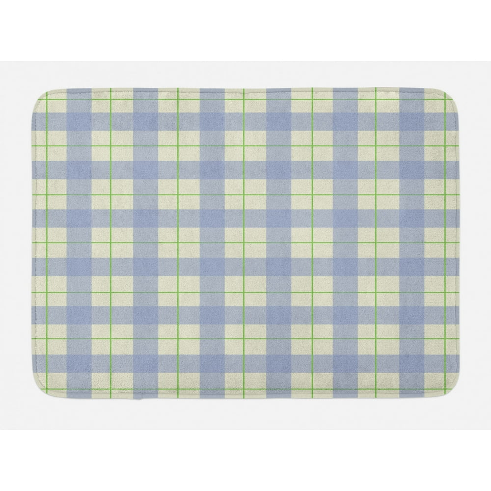 Checkered Bath Mat, Celtic Style Classic Design Scottish Thin Lines