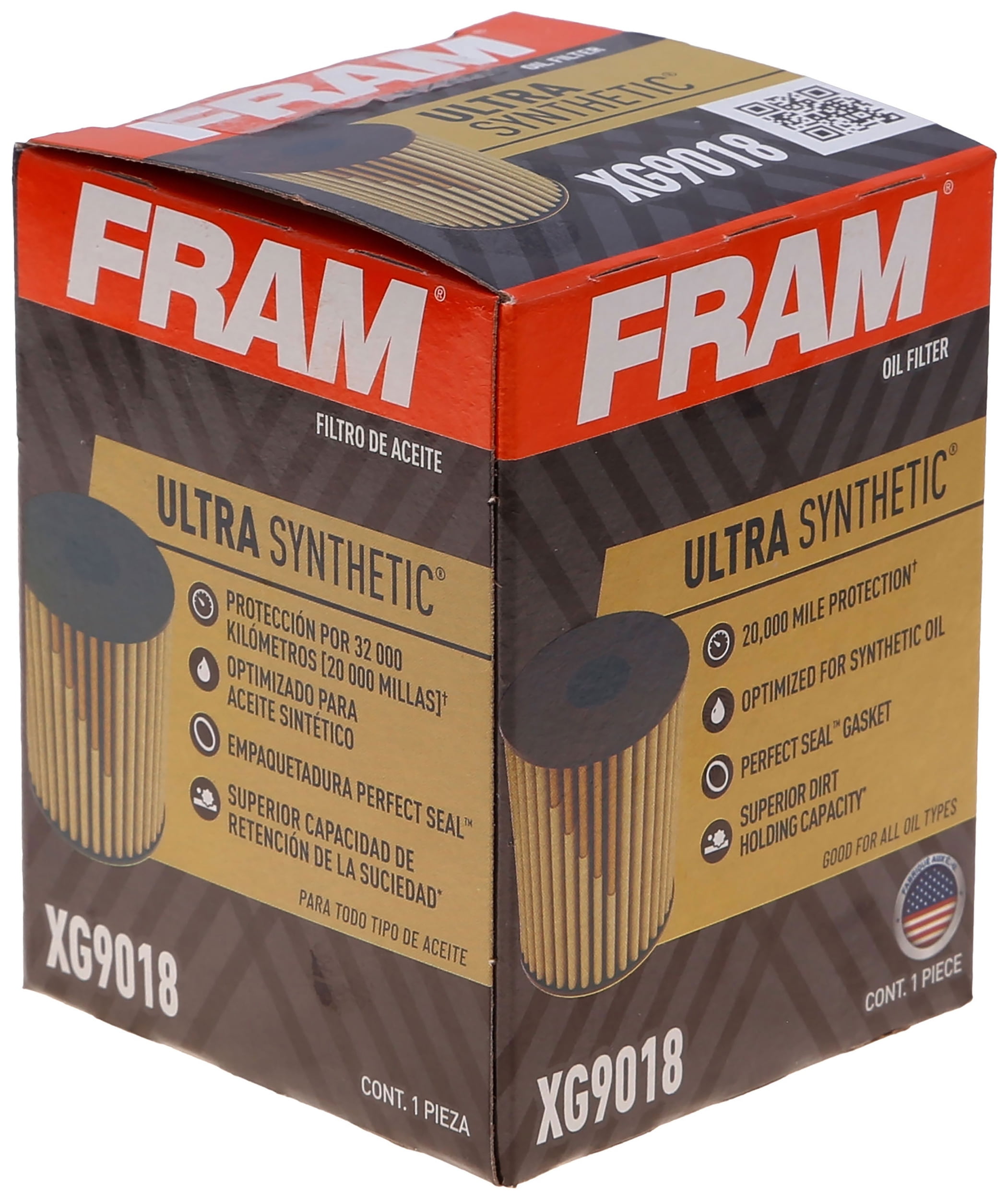 FRAM Ultra Synthetic Oil Filter, XG9018, 20K mile Replacement Filter for Select Vehicles