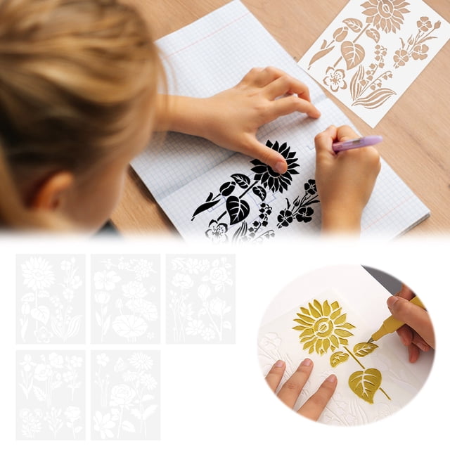 Creative Butterfly Painting Template Flower Leaves PET Hollow Lace Ruler Hand Painted Painting Template Toys
