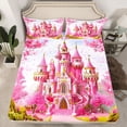 thumbnail image 2 of Homewish Pink Castle Twin Sheet Sets 3pcs for Teens Adults Female,Dreamy Princess Twin Fitted Sheet Microfiber,Spring Garden Flowers Breathable Flat Sheet,Super Cozy Room Decor, 2 of 7