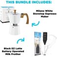 thumbnail image 2 of Milano Stovetop Espresso Maker 9 Cup White with Battery Milk Frother Bundle for Lattes, 2 of 8