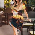 thumbnail image 3 of Disketp Hawaiian Sunset Beach para Vestido de Manga Corta para Mujeres, Vestidos de Verano para Mujeres, Casual y Holgado para la Playa, 3 of 6