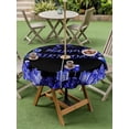 thumbnail image 3 of Outdoor Tablecloth with Umbrella Hole and Zipper, Happy Birthday Blue Round Table Cloth 54 Inch Waterproof Tablecloth, Gifts Balloons Goblet Glitter Ribbons Black Picnic Table Cover for Patio Camping, 3 of 7