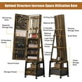 thumbnail image 5 of 360° Swivel Jewelry Cabinet with LED Lights,Inside Makeup Mirror,Rotatable Full Length Mirror with Jewelry Storage,Lockable Standing Jewelry Armoire Organizer with Drawer and Wheels (Brown), 5 of 8
