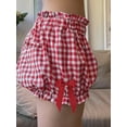 thumbnail image 6 of Rdhnmea Women Plaid Shorts, Elastic Waist Bows Summer Bloomer Shorts, 6 of 8