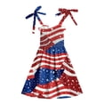 thumbnail image 4 of Faraee 4th of July Toddler Girl Outfit Smocked USA Sleeveless Dress Kids Summer Patriotic Clothes American Flag Sundress (2-3T,Brick Red), 4 of 5