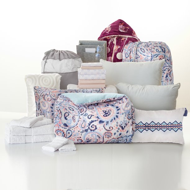 OCM Dorm Room Designer Comfort Pak in Ivory Ella, Twin XL Comforter, 2