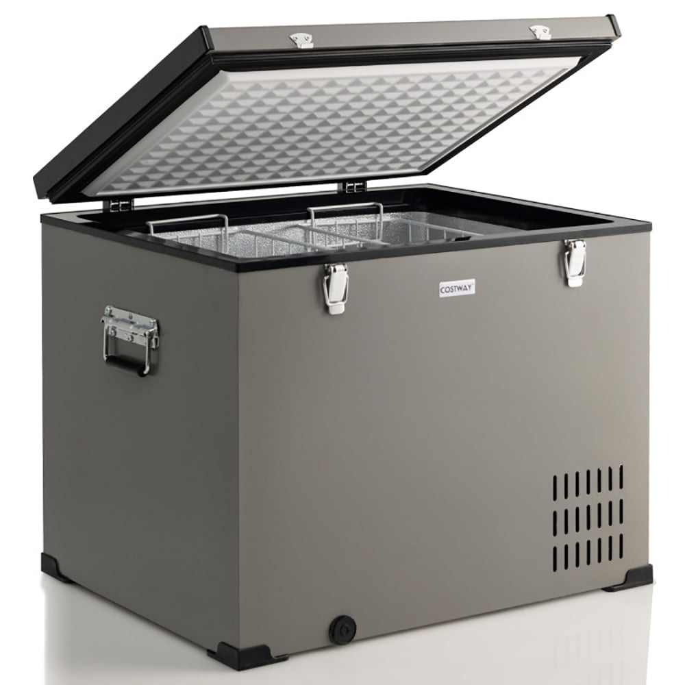 Resenkos 90 QT Portable Car Refrigerator Freezer with Compressor-Gray, Portable Fridge Car Refrigerator Fast Cooling Freezer for Fishing, Camping, RV, Truck, Boat